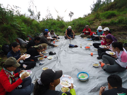 Complete meal on Mount Rinjani