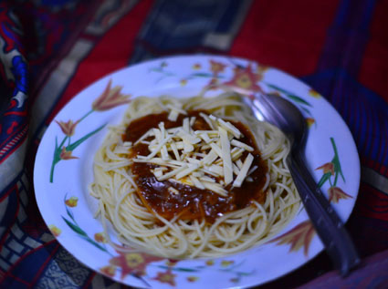 Complete meal on Mount Rinjani
