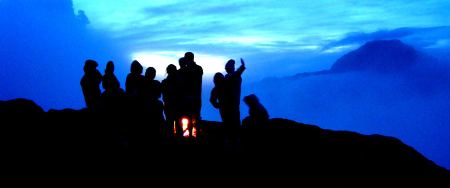 Sunset at Plawangan Sembalun Carter Rim an altitude 2639m of Mount Rinjani